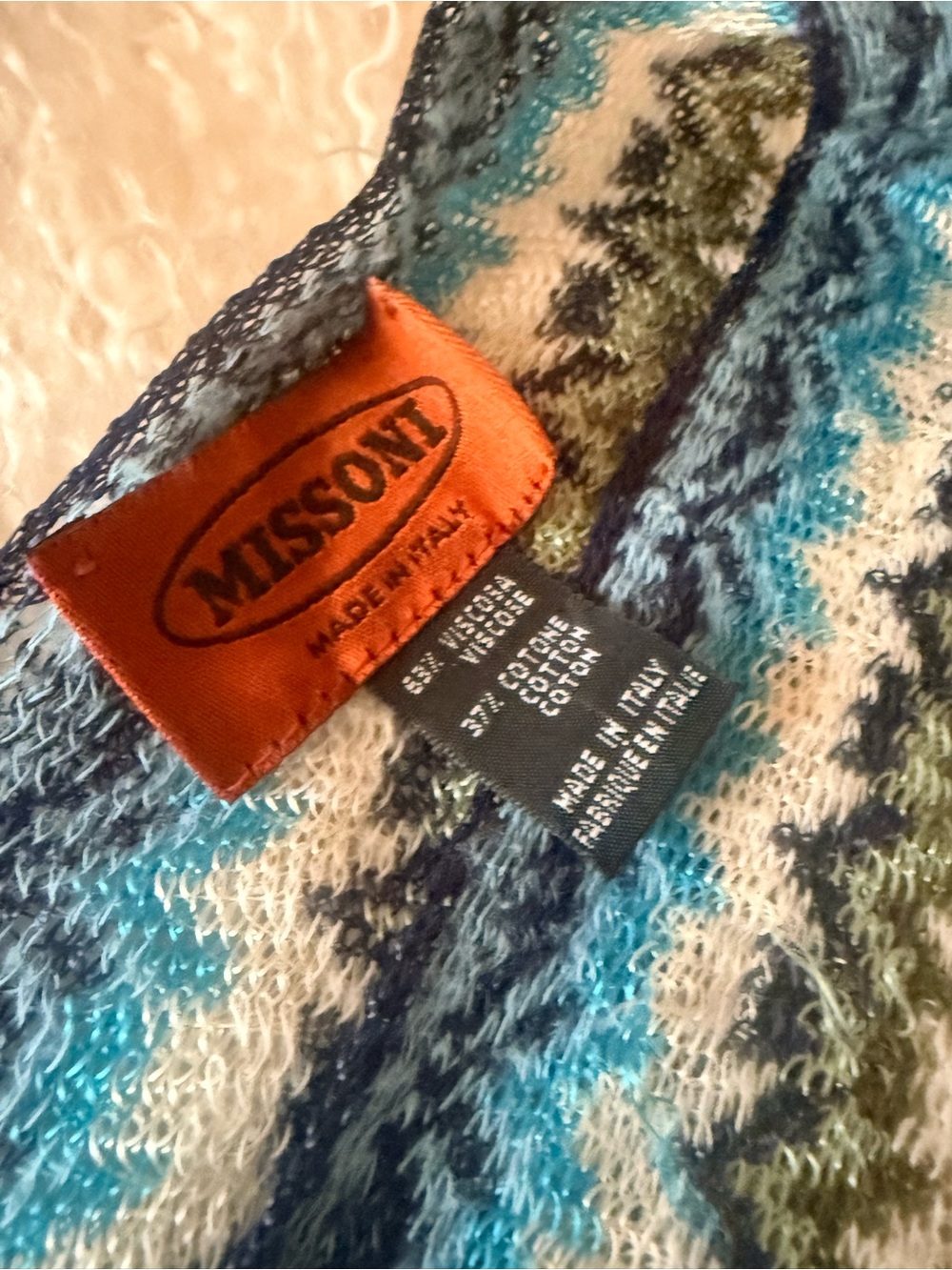 Vintage Missoni Orange Label Convertible Split Knit Poncho Scarf Shawl Wrap - Picture 5 of 12